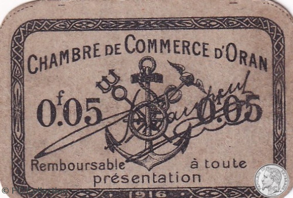 141-40-1916 Oran 5 Cts Cdc billets afrique algerie 141 40 1916 oran 5 cts cdc