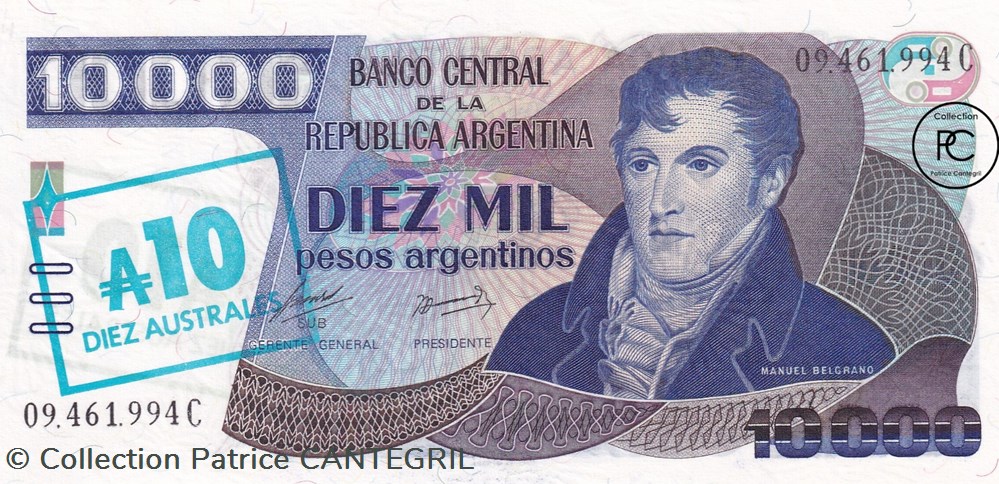 billets amerique du sud argentine 1985 pick322d 10 austral argentin unc