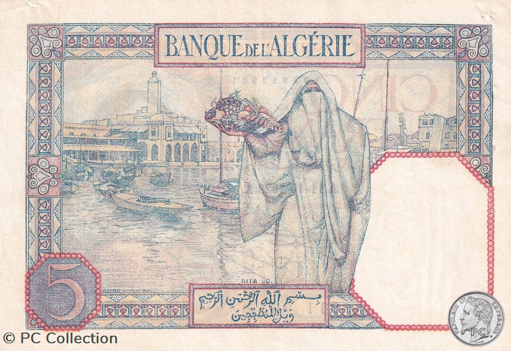 billets afrique 1928 pick77a 5 franc algerien sup