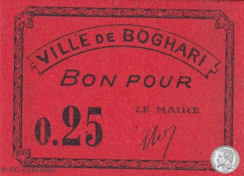 BOGHARI 3 - 0,25 franc - 1916 (3) billets afrique algerie boghari 3 0 25 franc 1916 3