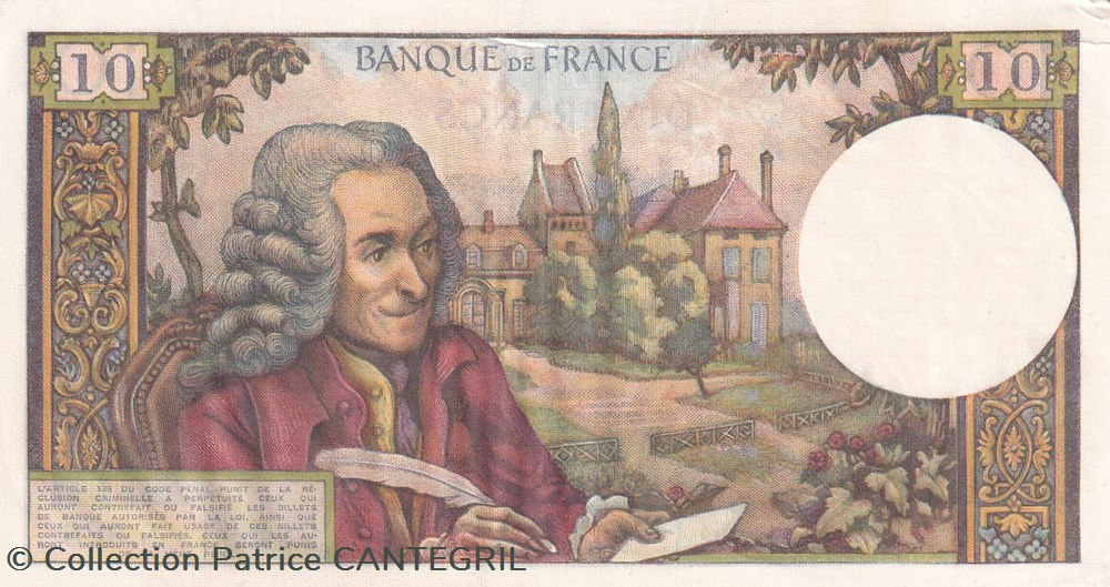 1967 Pick 147br 10 Francs Voltaire TB billets europe france 1967 pick 147br 10 francs voltaire tb