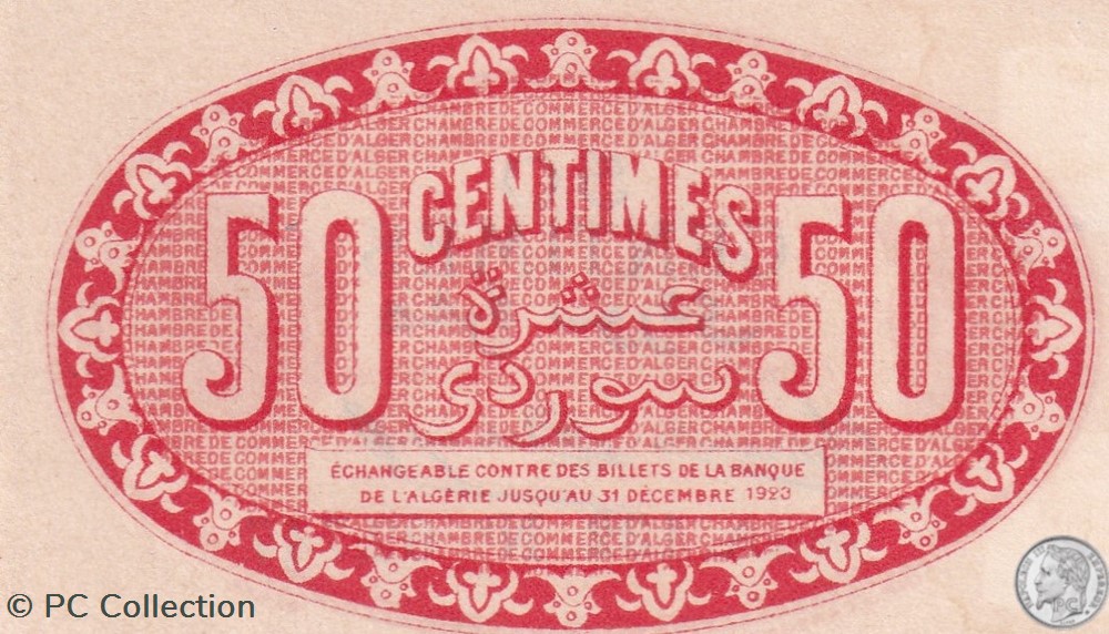 137-16-13/7/1920 Alger 50 cts Cdc. (2) billets afrique algerie 137 16 13 7 1920 alger 50 cts cdc 2