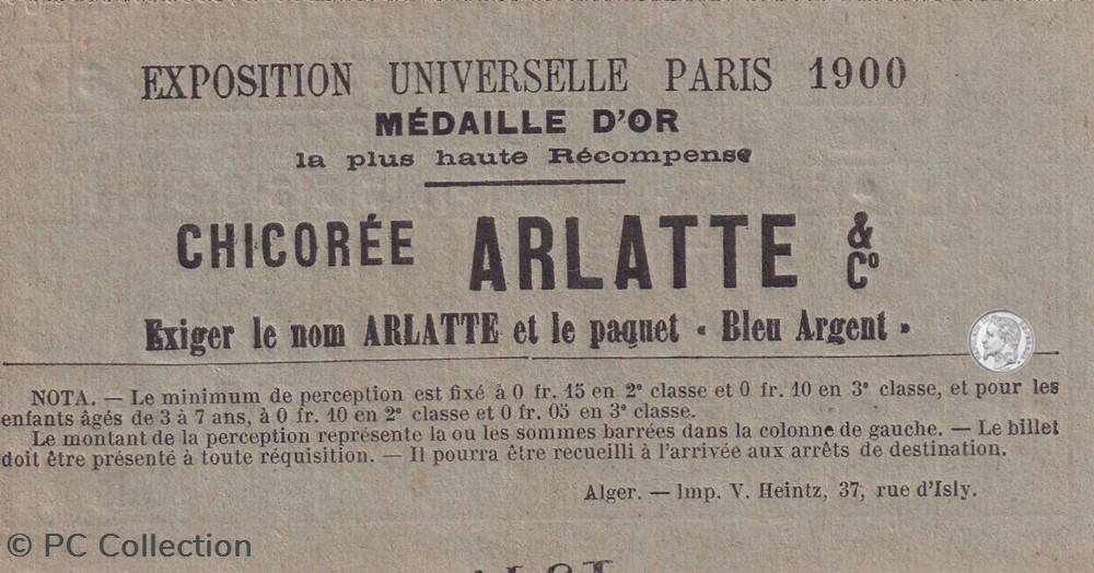 Ticket tramway d'Alger début XXe "Tramways / Chemins de Fer sur routes d'Algérie Arlatte documents anciens titres transport ticket tramway alger debut xxe tramways chemins de fer sur routes algerie arlatte