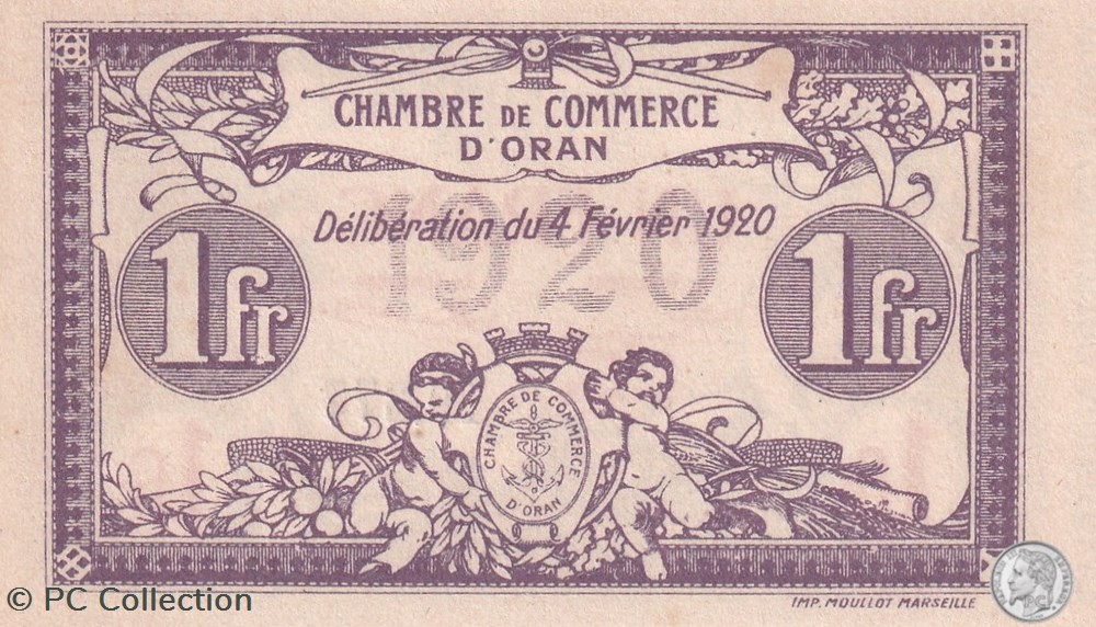 billets afrique algerie 141 23 4 2 1920 oran 1 franc serie v cdc