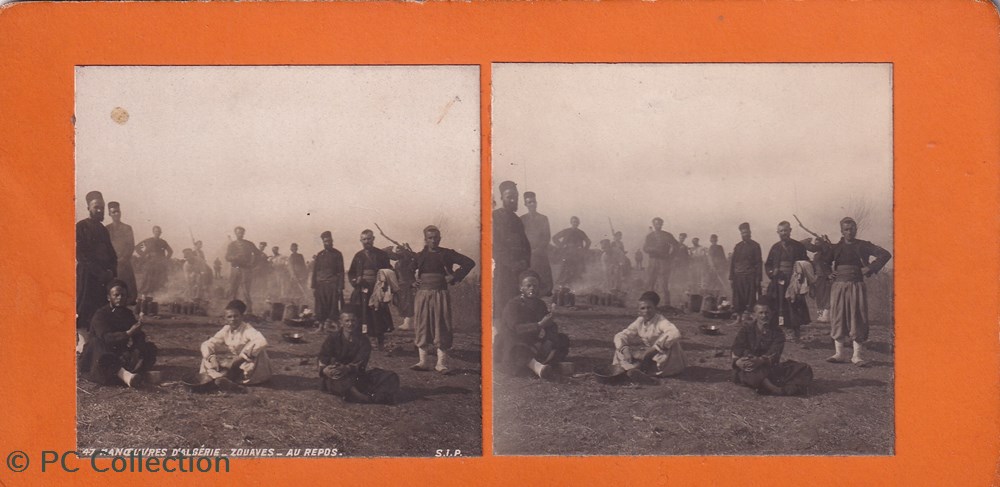 47-Manoeuvres d'Algérie zouaves au repos documents anciens chromos images 47 manoeuvres algerie zouaves au repos