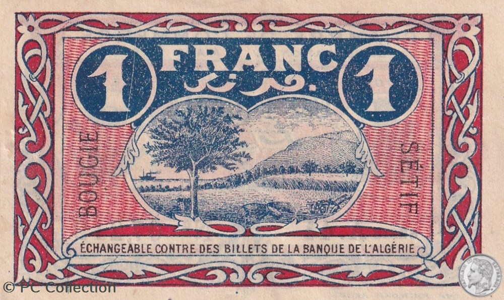 139-6- 9/3/1918 Bougie Sétif 1 Franc Cdc Séries A.44 billets afrique algerie 139 6 9 3 1918 bougie setif 1 franc cdc series a 44