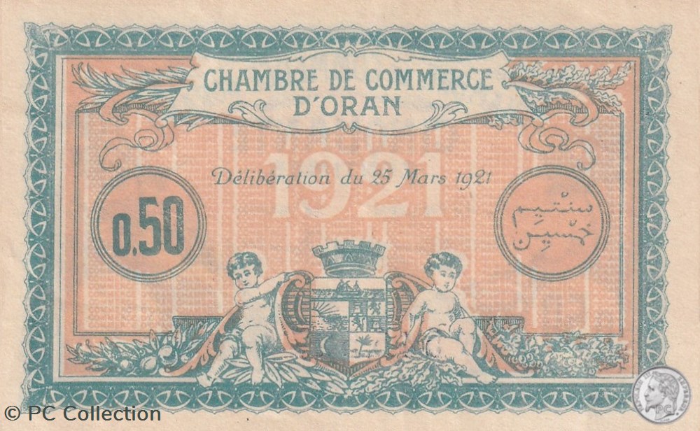 billets afrique algerie 141 25 25 03 1921 oran 50 cts cdc