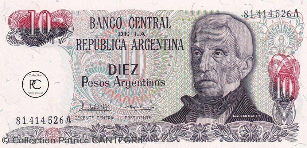 1983 Pick313a.1 10 $a - Peso argentin Unc billets amerique du sud argentine 1983 pick313a 1 10 a peso argentin unc
