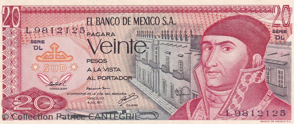 1977 Pick 64d(3) 20 Pesos Banco de México S.A. Unc billets amerique du nord mexique 1977 pick 64d 3 20 pesos banco de mexico s a unc