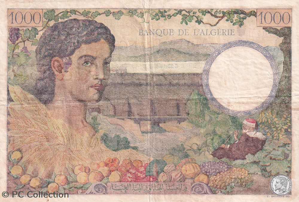 1942 Pick89 1 000 Franc algérien TB+ billets afrique 1942 pick89 1 000 franc algerien tb
