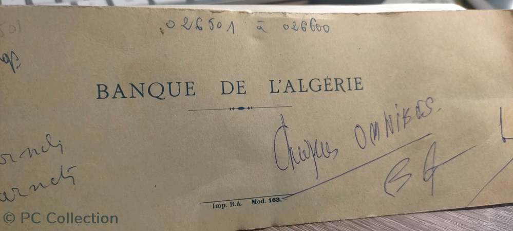 Carnet de chèques BANQUE DE D'ALGERIE rare filigrane doubles billets afrique carnet de cheques banque de algerie rare filigrane doubles