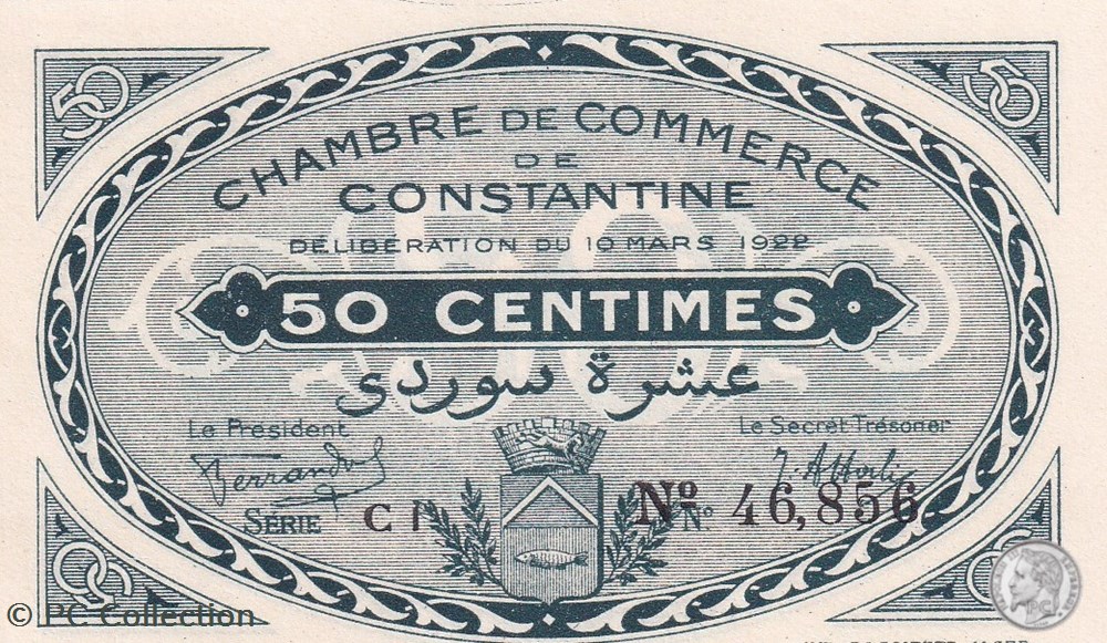 140-36- 10/03/1922 Constantine 50 Centimes Cdc Séries C1 billets afrique algerie 140 36 10 03 1922 constantine 50 centimes cdc series c1