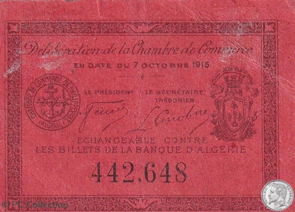 142-12- 7/10/1915 Philippeville 5cts rouge billets afrique algerie 142 12 7 10 1915 philippeville 5cts rouge