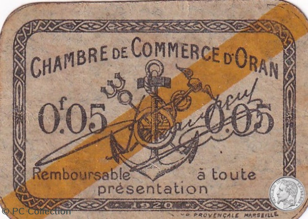 141-56-1920 Oran 5 Cts Cdc billets afrique algerie 141 56 1920 oran 5 cts cdc