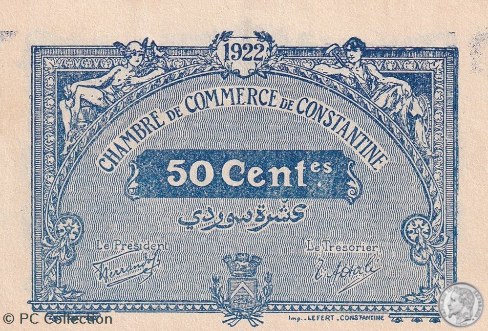 billets afrique algerie 140 33 12 10 1921 constantine 50 centimes cdc series c3