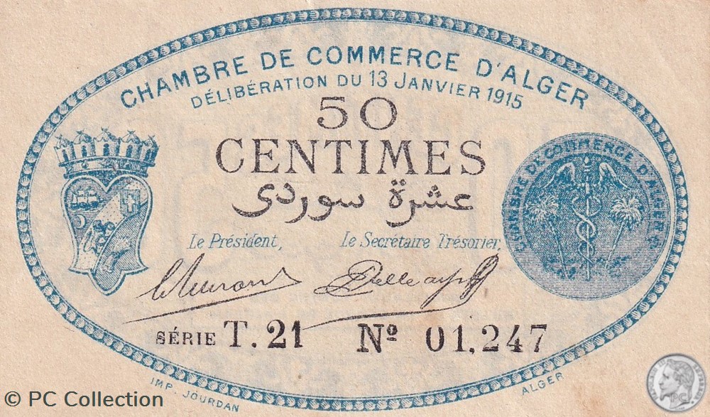 137-8-13/1/1915 Alger 50 cts Cdc. (6) billets afrique algerie 137 8 13 1 1915 alger 50 cts cdc 6