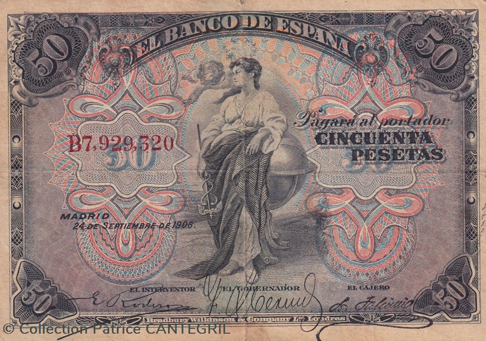 1906 Pick 58a 50 Pesetas TB billets europe espagne 1906 pick 58a 50 pesetas tb