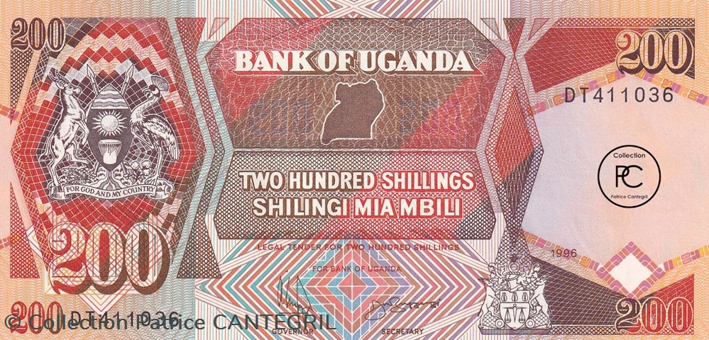1996 Pick32b.3 200 Sh - Shilling ougandais Unc billets afrique 1996 pick32b 3 200 sh shilling ougandais unc