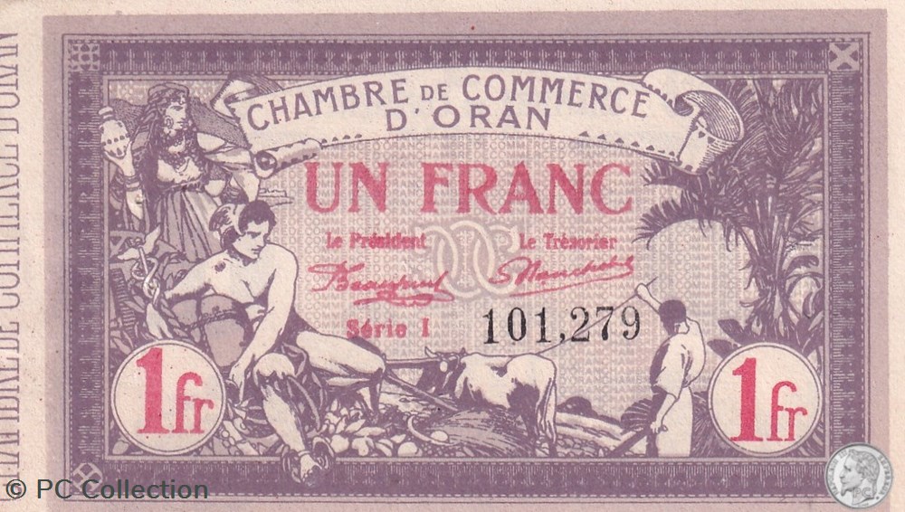 billets afrique algerie 141 23 4 2 1920 oran 1 franc serie iv cdc