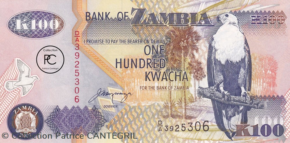 2001 Pick38c 100 ZK - Kwacha zambien Unc billets afrique 2001 pick38c 100 zk kwacha zambien unc