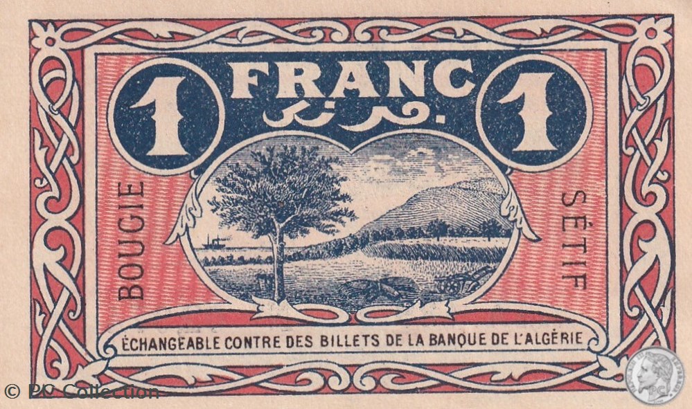 139-6- 9/3/1918 Bougie Sétif 1 Franc Cdc Séries A.138 billets afrique algerie 139 6 9 3 1918 bougie setif 1 franc cdc series a 138