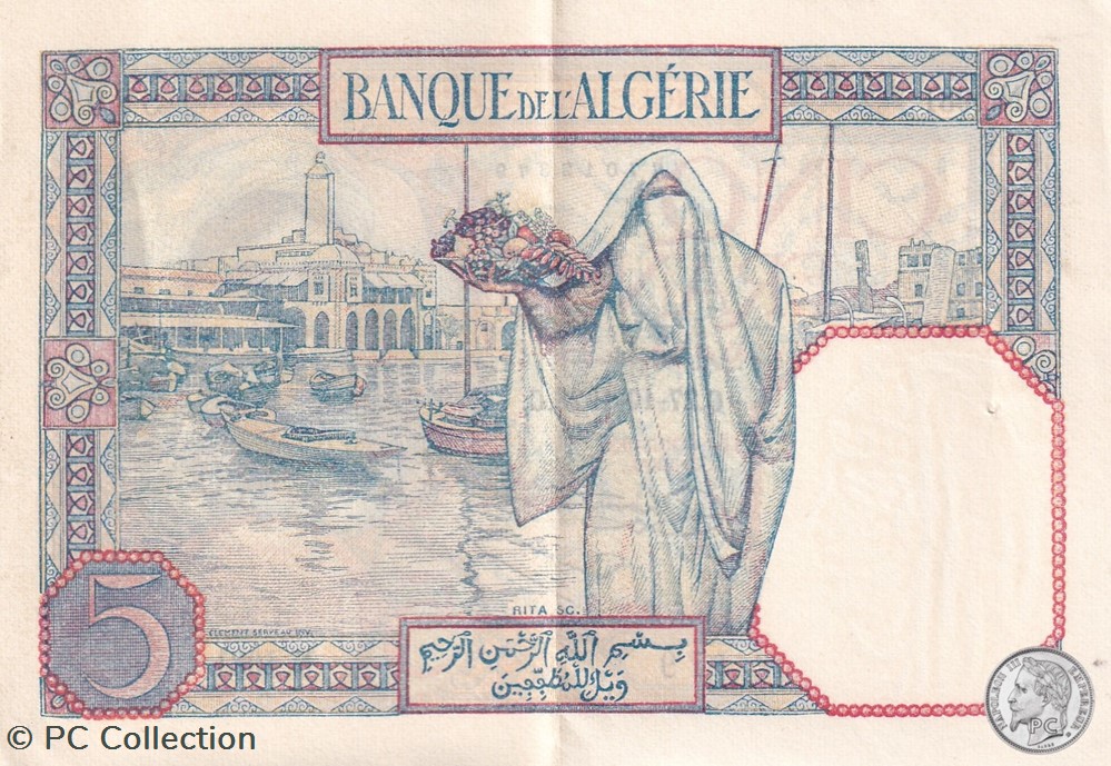 1928 Pick77a 5 Franc algérien Sup billets afrique 1928 pick77a 5 franc algerien sup