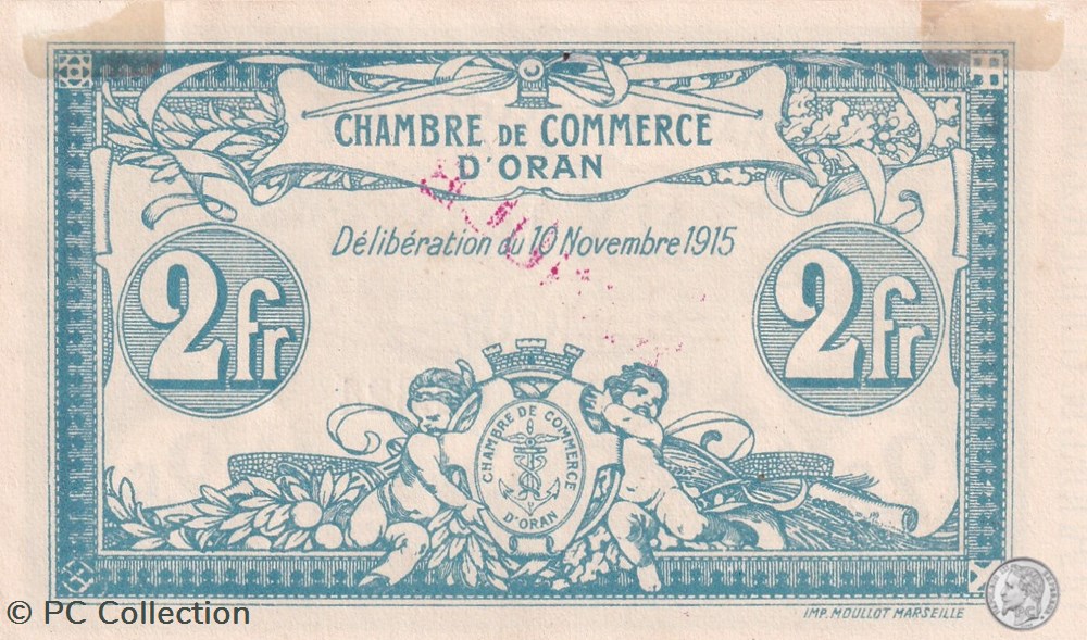 billets afrique algerie 141 14 10 11 1915 oran 2 francs serie iv cdc