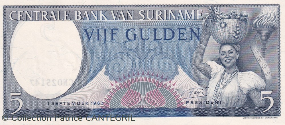 5 Gulden Centrale Bank van Suriname 01.09.1963 Unc Pick 120b billets amerique du sud 5 gulden centrale bank van suriname 01 09 1963 unc pick 120b