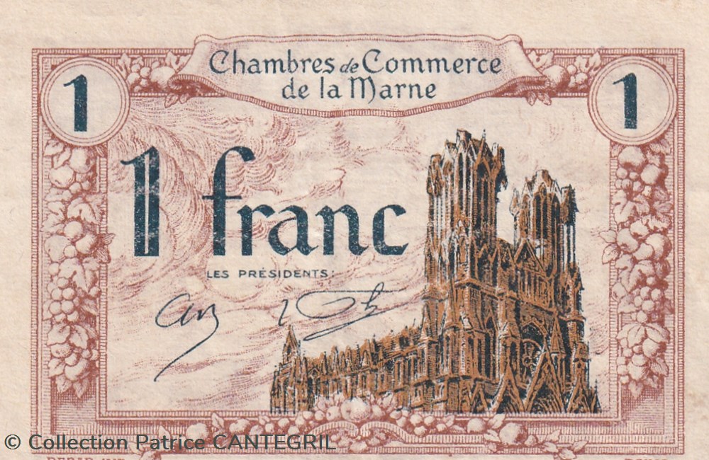 Un franc chambre de commerce de la Marne billets europe un franc chambre de commerce de la marne