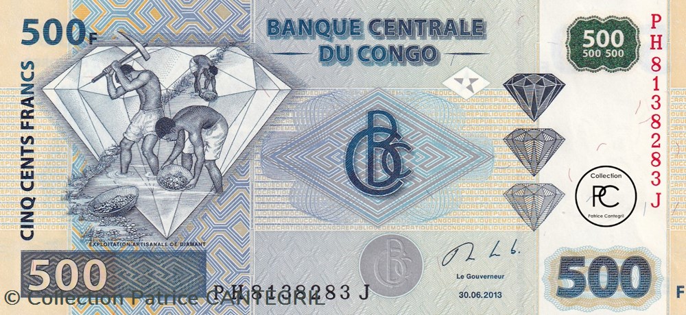 2013 Pick96a 500 FC - Franc congolais Unc billets afrique republique du 2013 pick96a 500 fc franc congolais unc