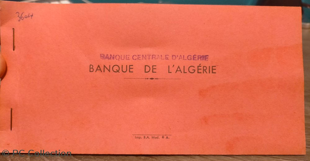 Carnet de chéques BANQUE CENTRALE D'ALGERIE Rose billets afrique carnet de cheques banque centrale algerie rose