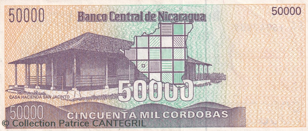 1989 Pick 161 50.000 Córdobas Banco Central de Nicaragua Unc billets amerique centrale et caraibes 1989 pick 161 50 000 cordobas banco central de nicaragua unc