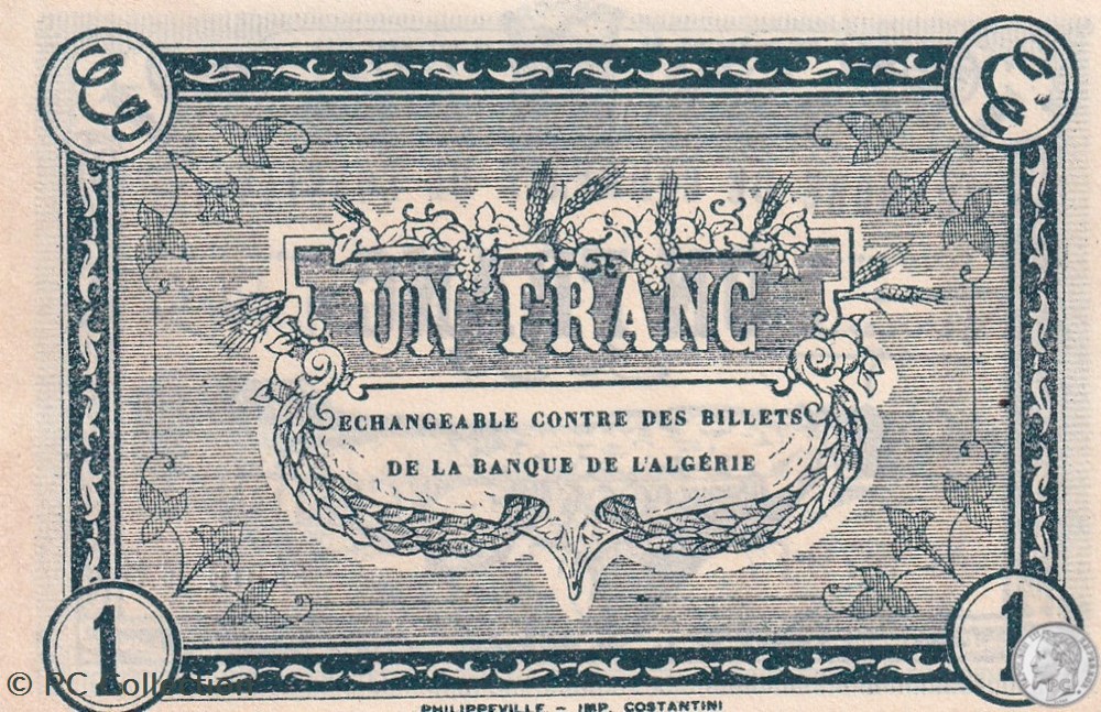140-44- 20/11/1922 Constantine 1 Franc Cdc Séries E6 billets afrique algerie 140 44 20 11 1922 constantine 1 franc cdc series e6