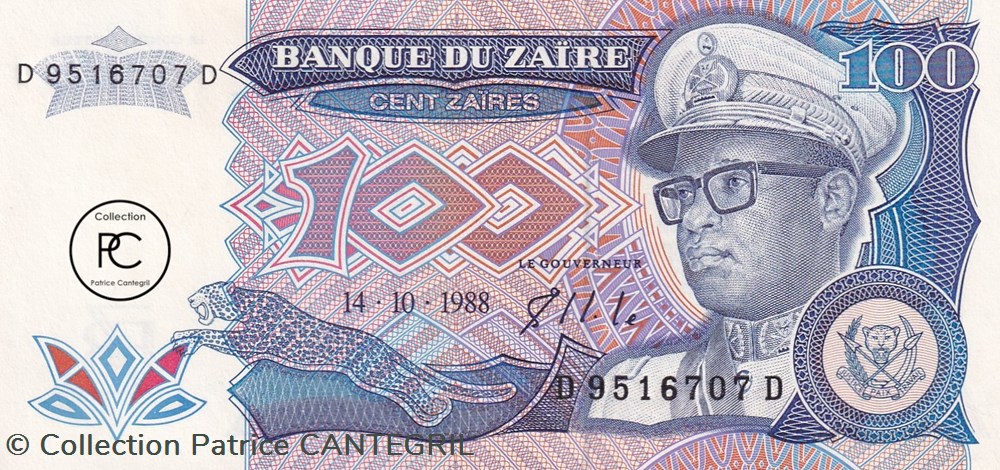 1988 Pick33a 100 Ƶ - Zaïre zairéen Unc billets afrique 1988 pick33a 100 zaire zaireen unc