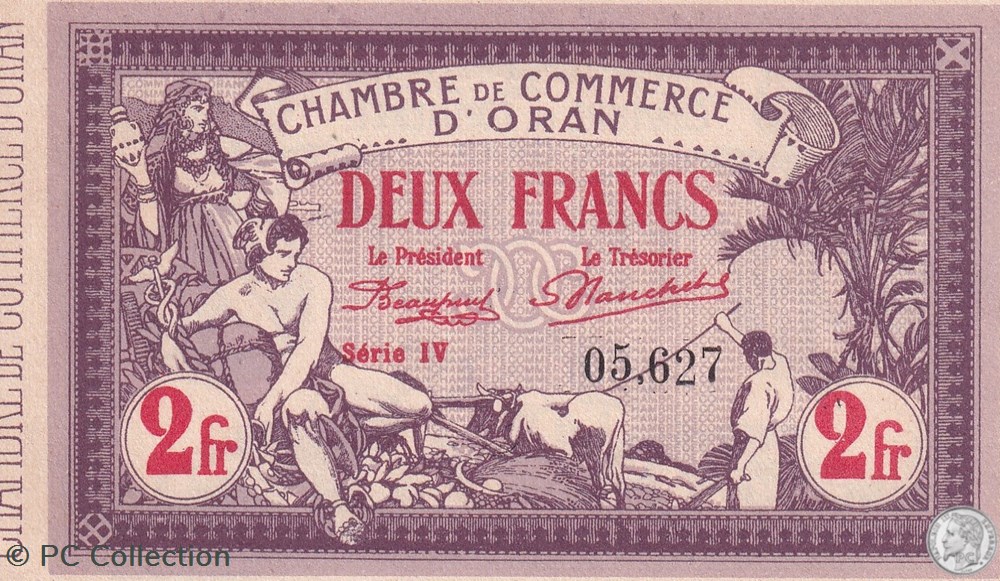 billets afrique algerie 141 24 4 2 1920 oran 2 francs serie iv cdc