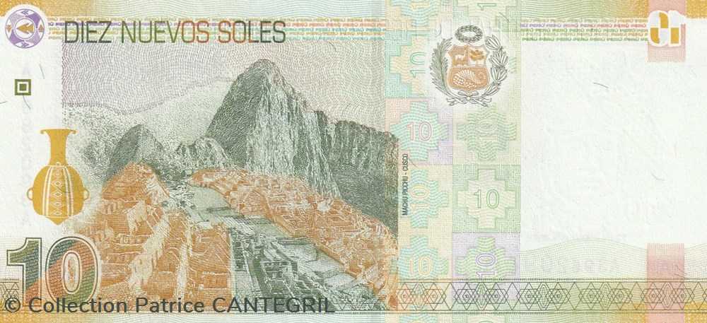 billets amerique du sud perou 10 nuevos soles banco central de reserva del peru 13 08 2009 unc pick 182