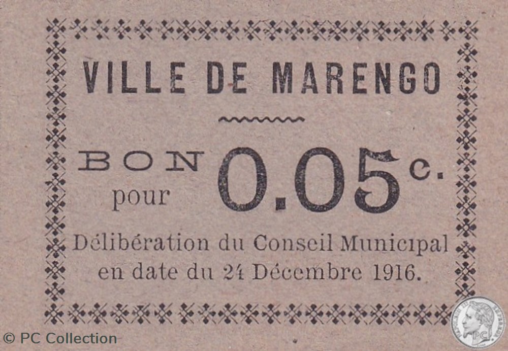 MARENGO 2 - 0,05 franc 1916 billets afrique algerie marengo 2 0 05 franc 1916