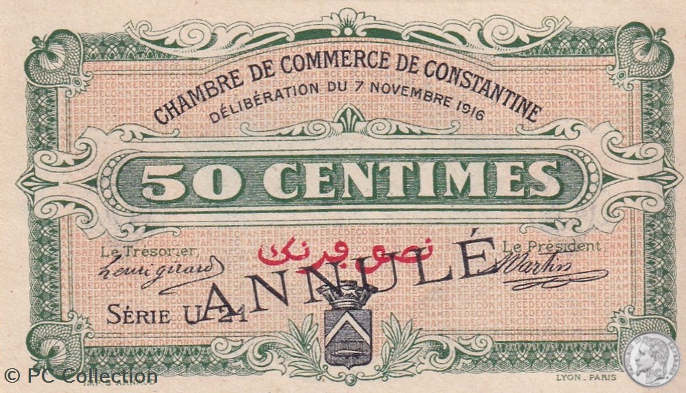 140-7- 7/11/1916 Constantine 50 Centimes Cdc Séries ANNULÉ billets afrique algerie 140 7 7 11 1916 constantine 50 centimes cdc series annule