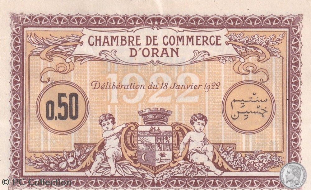 141-31- 18/1/1922 Oran 50 Cts Cdc billets afrique algerie 141 31 18 1 1922 oran 50 cts cdc