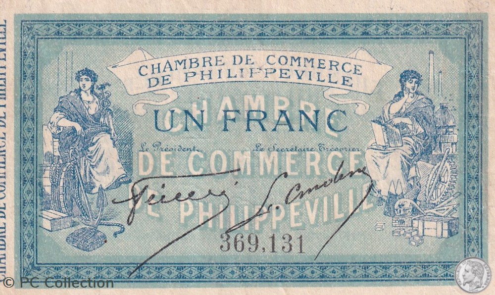 billets afrique algerie 142 6 10 11 1914 philippeville 1 franc cdc