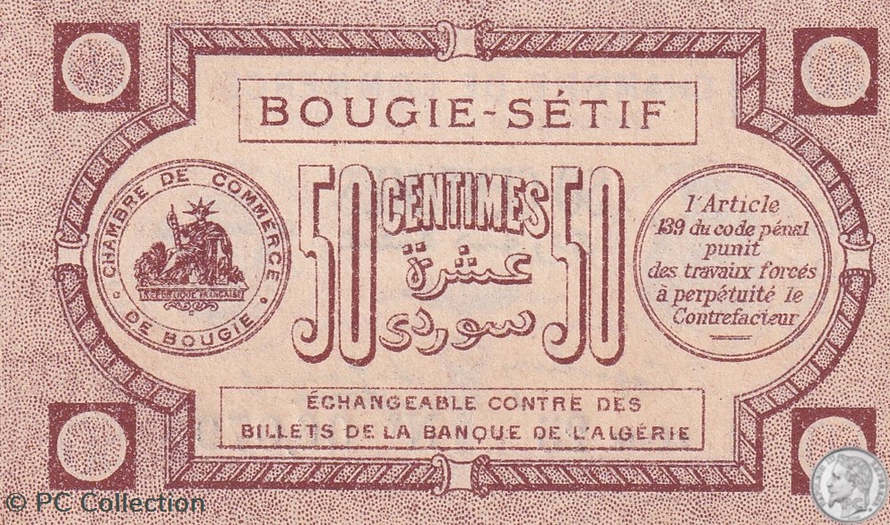 139-1- 17/4/1915 Bougie Sétif 50 cts Cdc Séries 25 billets afrique algerie 139 1 17 4 1915 bougie setif 50 cts cdc series 25