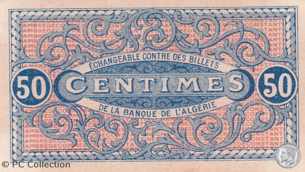 140-25- 13/1/1921 Constantine 50 Centimes Cdc Séries E1 billets afrique algerie 140 25 13 1 1921 constantine 50 centimes cdc series e1