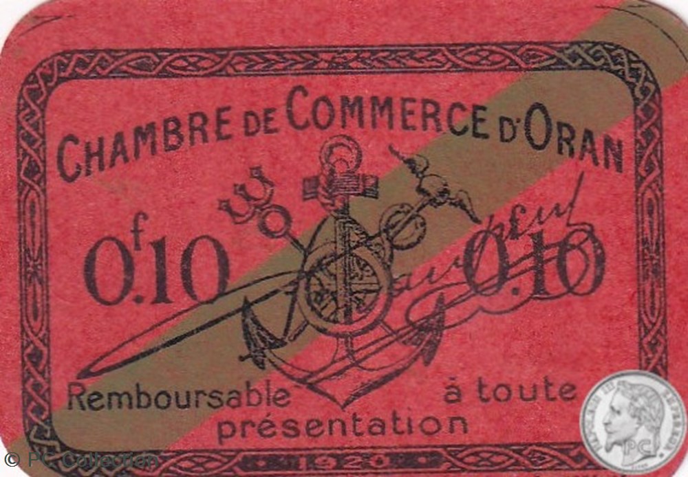 141-57-1920 Oran 10 Cts Cdc billets afrique algerie 141 57 1920 oran 10 cts cdc