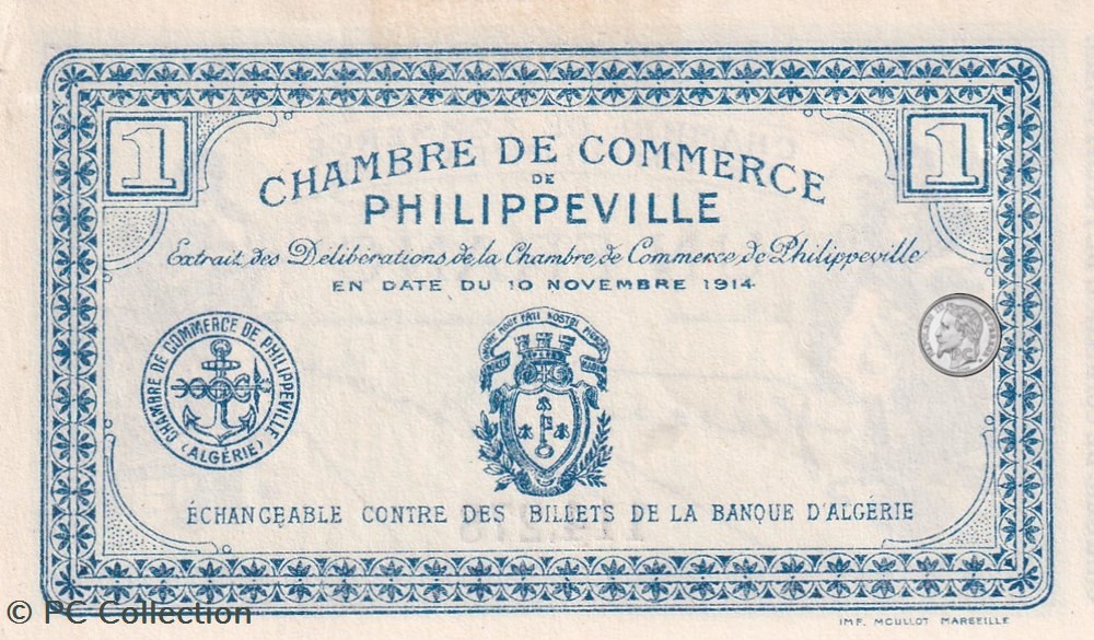 billets afrique algerie 142 2 10 11 1914 philippeville 1 franc cdc