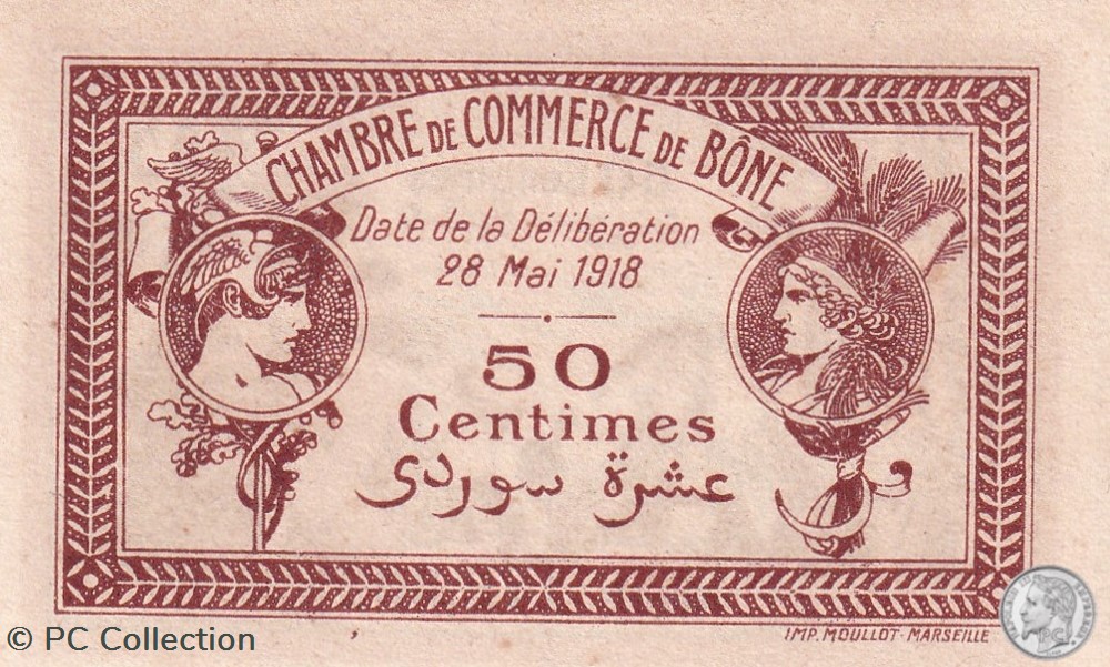 138-6- 28/5/1918 Bône 50 cts Cdc Séries B billets afrique algerie 138 6 28 5 1918 bone 50 cts cdc series b