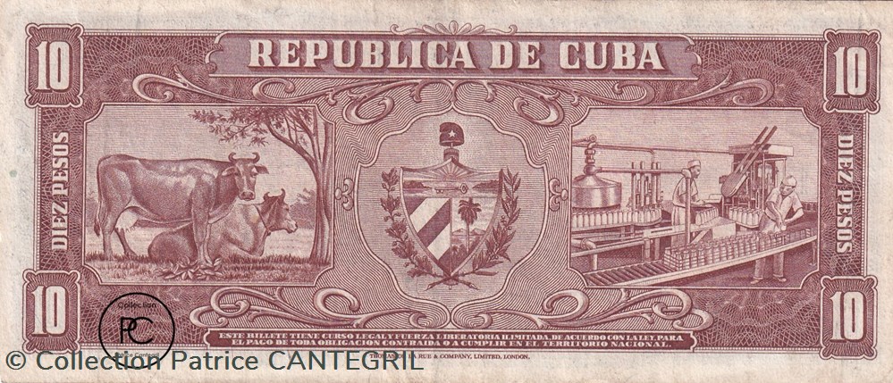 1960 Pick-88c 10 $MN - Peso cubain TTB billets amerique centrale et caraibes 1960 pick 88c 10 mn peso cubain ttb
