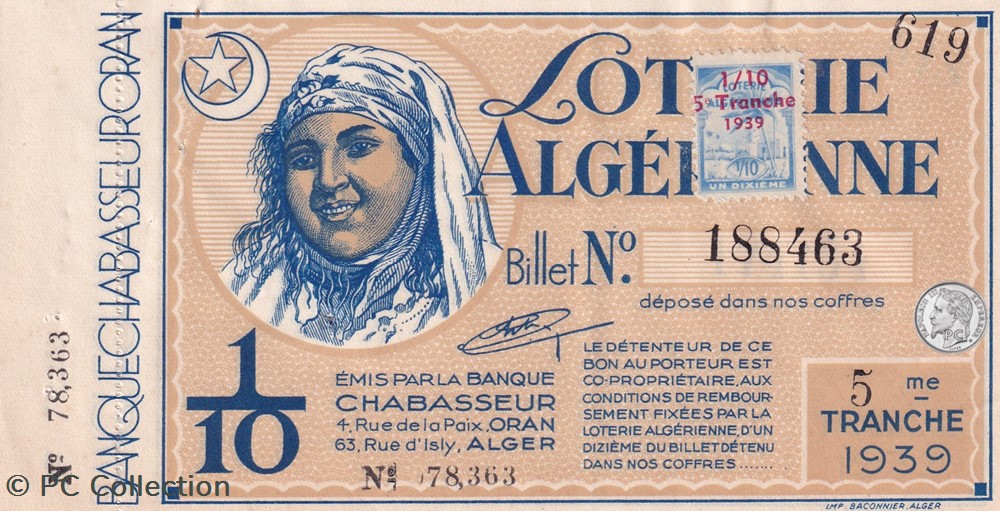 billets afrique algerie 1939 5eme tranche 1 10