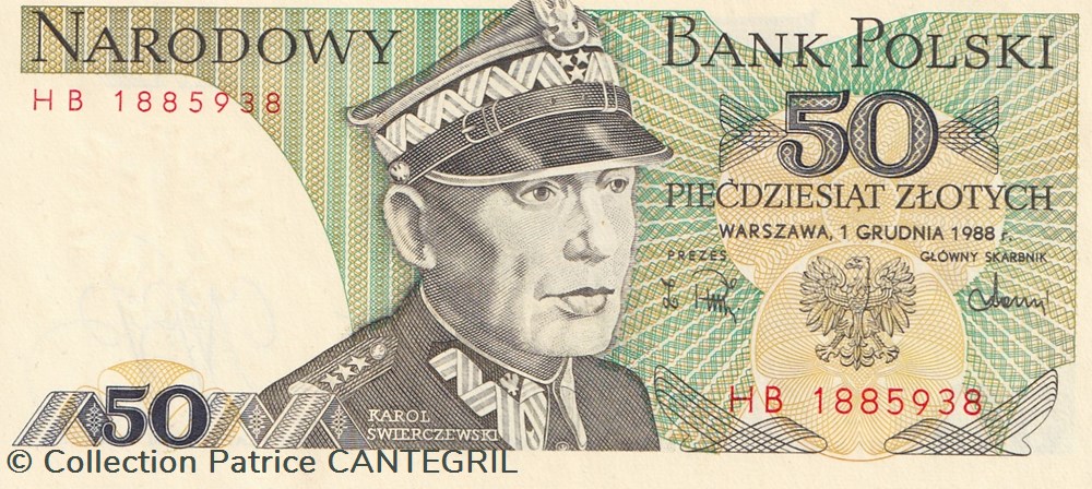 50 Złotych Narodowy Bank Polski 1988 Unc Pick 142c billets europe pologne 50 z otych narodowy bank polski 1988 unc pick 142c
