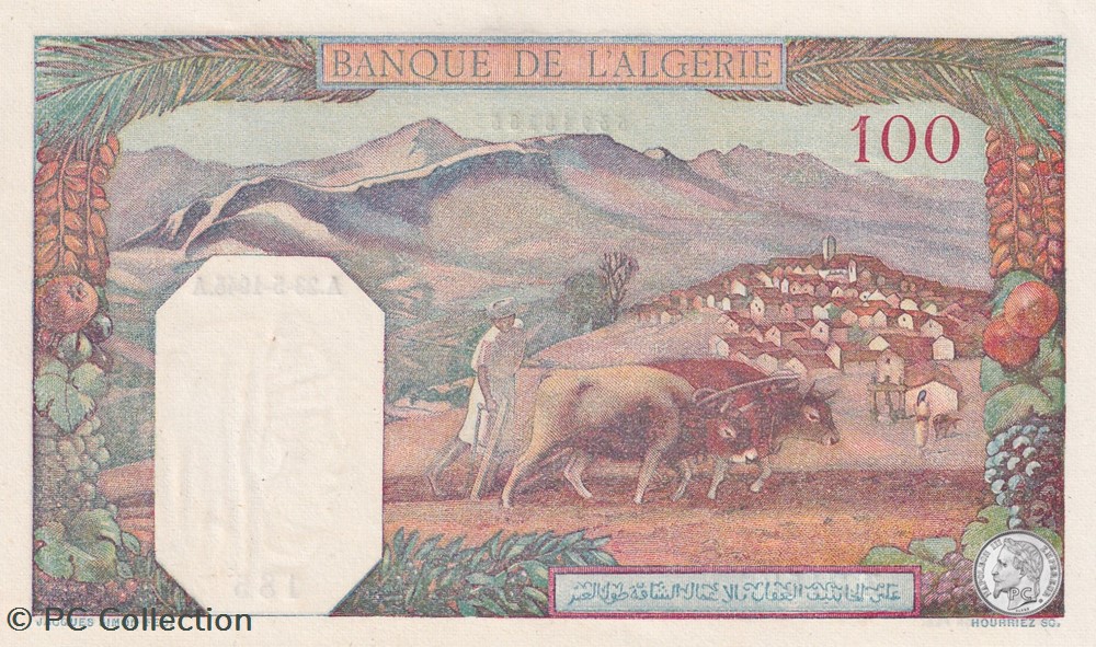 billets afrique 1945 pick 85 100 franc algerien 185 unc