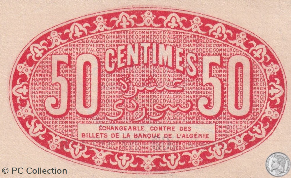 137-21-22/6/1921 Alger 50 cts Cdc. (1) billets afrique algerie 137 21 22 6 1921 alger 50 cts cdc 1